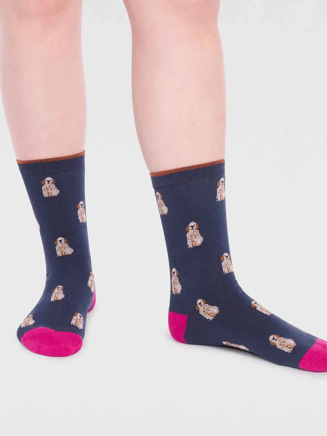 Kenna Retriever Dog Bamboo Socks in Slate Blue by Thought Size 4-7