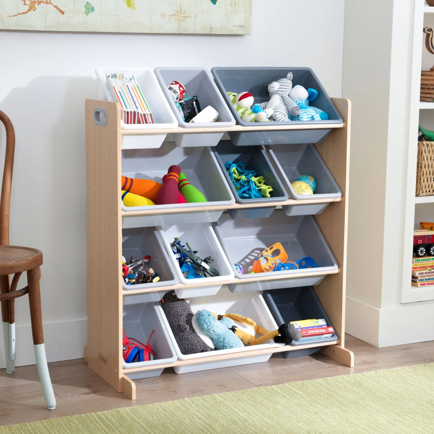 KidKraft Sort It & Store it Bin Unit - Gray & Natural