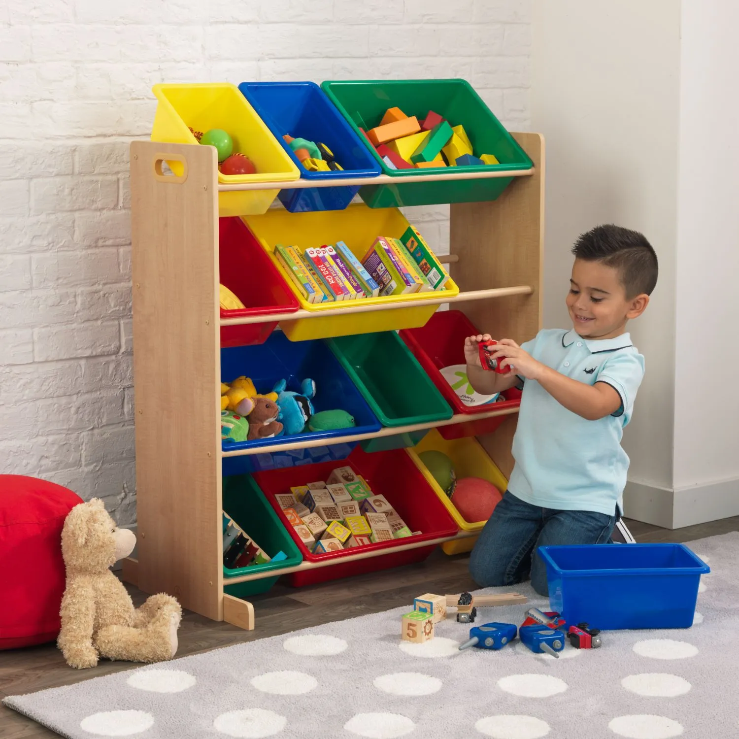KidKraft Sort It & Store It Bin Unit - Primary & Natural