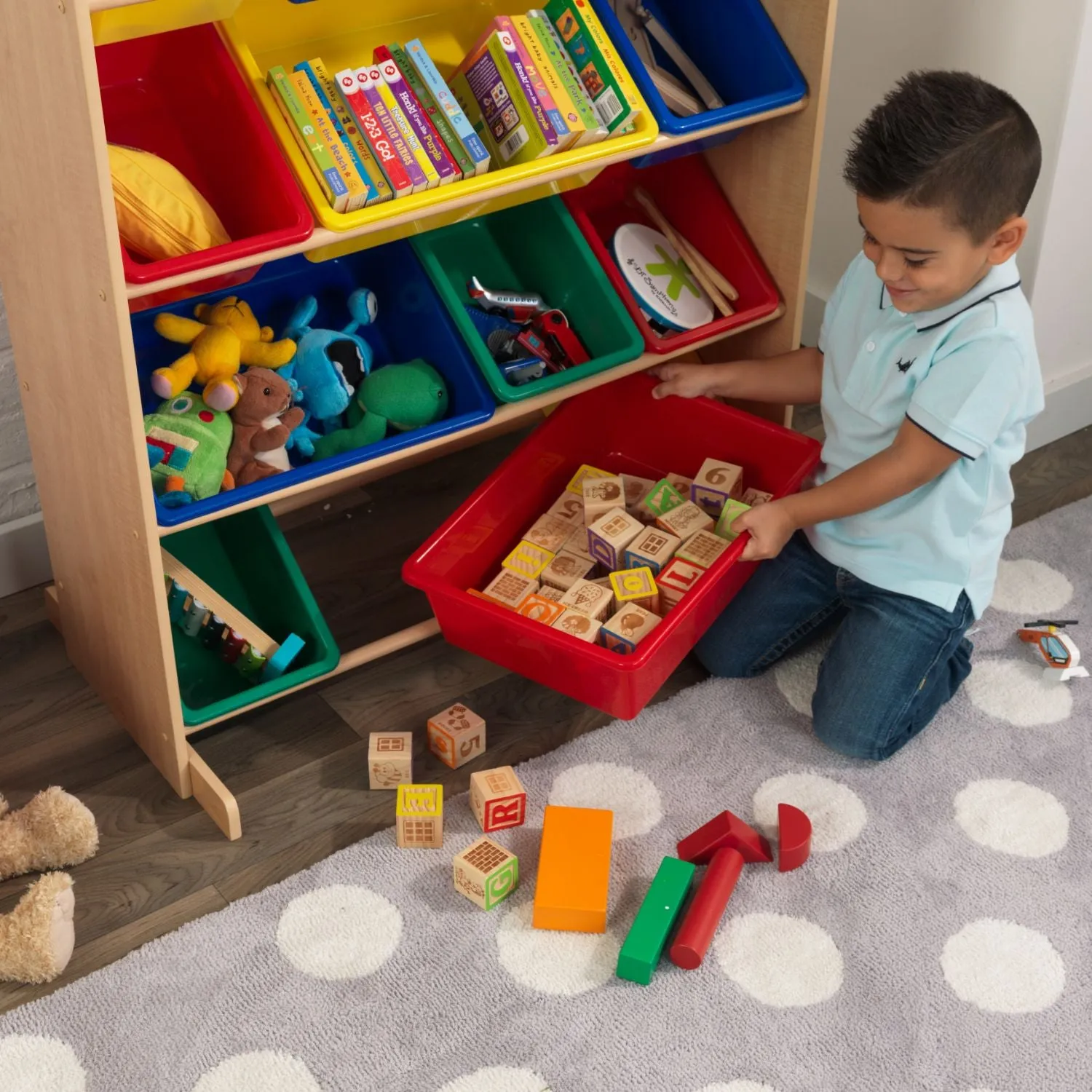 KidKraft Sort It & Store It Bin Unit - Primary & Natural