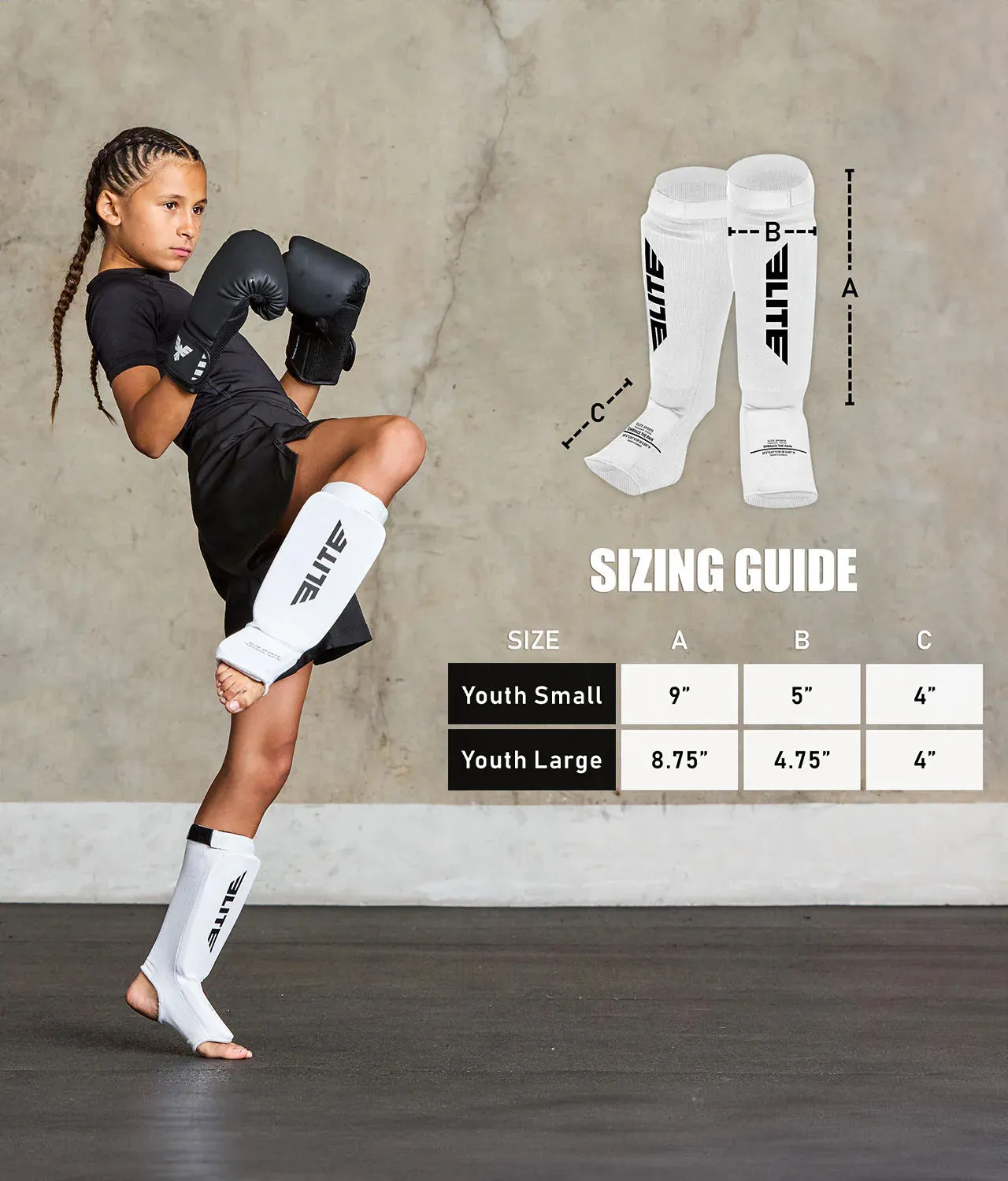 Kids' Standard White MMA Shin Guards