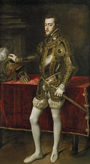 King Philip II in Armour (c. 1551).  Artist: Tiziano Vecelli （Titian)