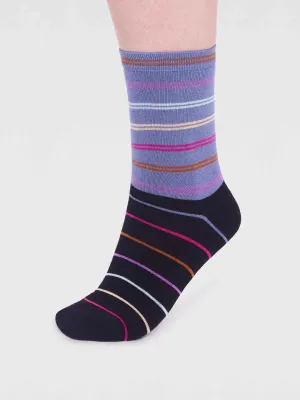 Lauryn Striped Bamboo Socks in Periwinkle Blue by Thought