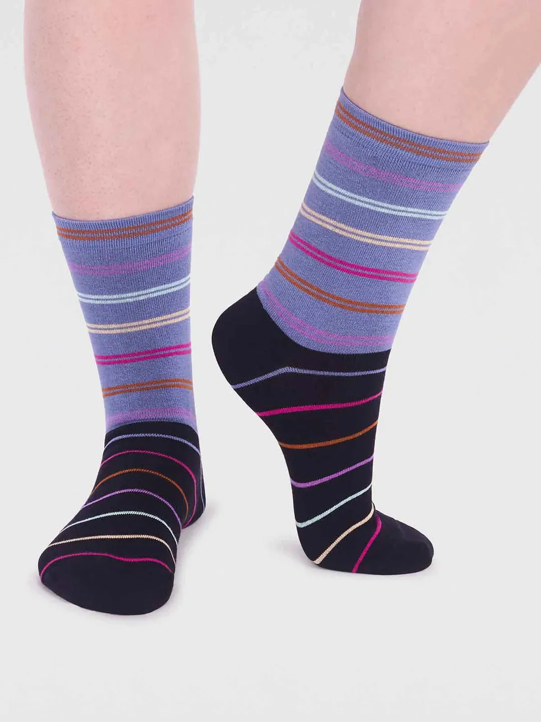 Lauryn Striped Bamboo Socks in Periwinkle Blue by Thought