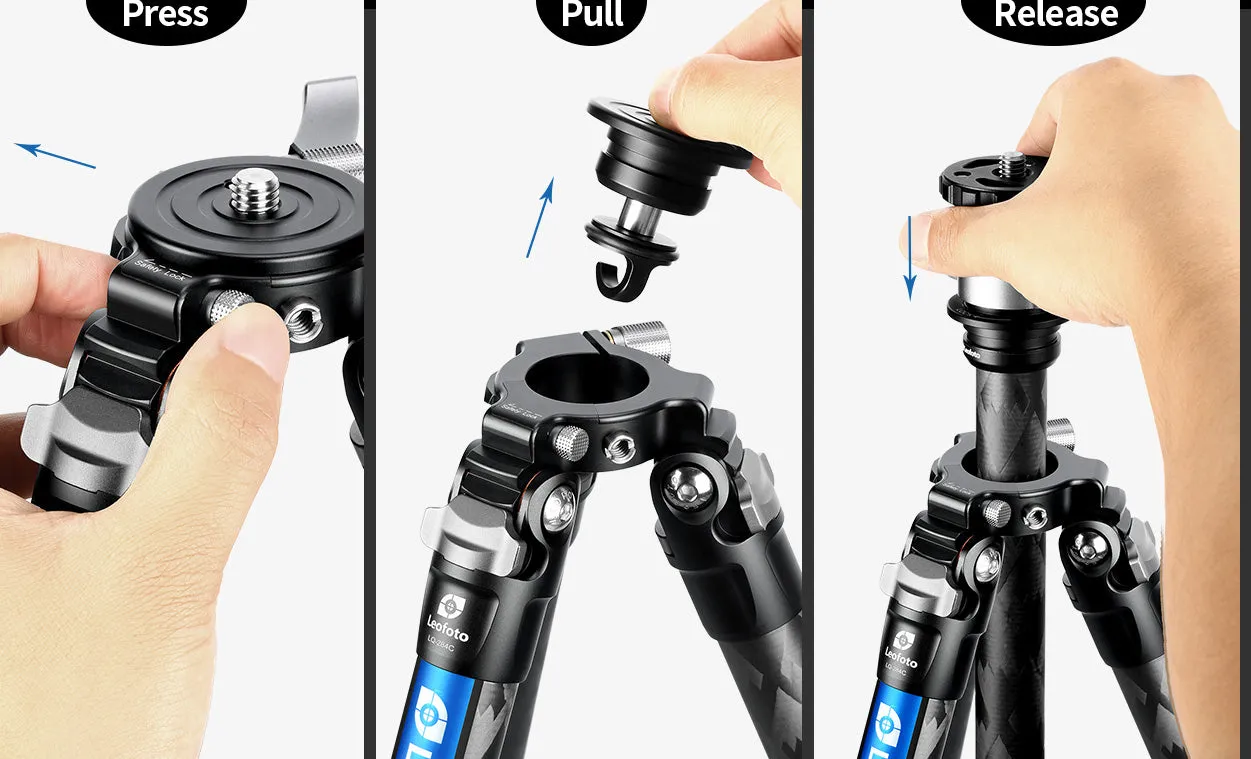 Leofoto LQ-365C Premium Carbon Fiber Tripod with Quick Swap Center Column Apex Platform and Tripod Bag