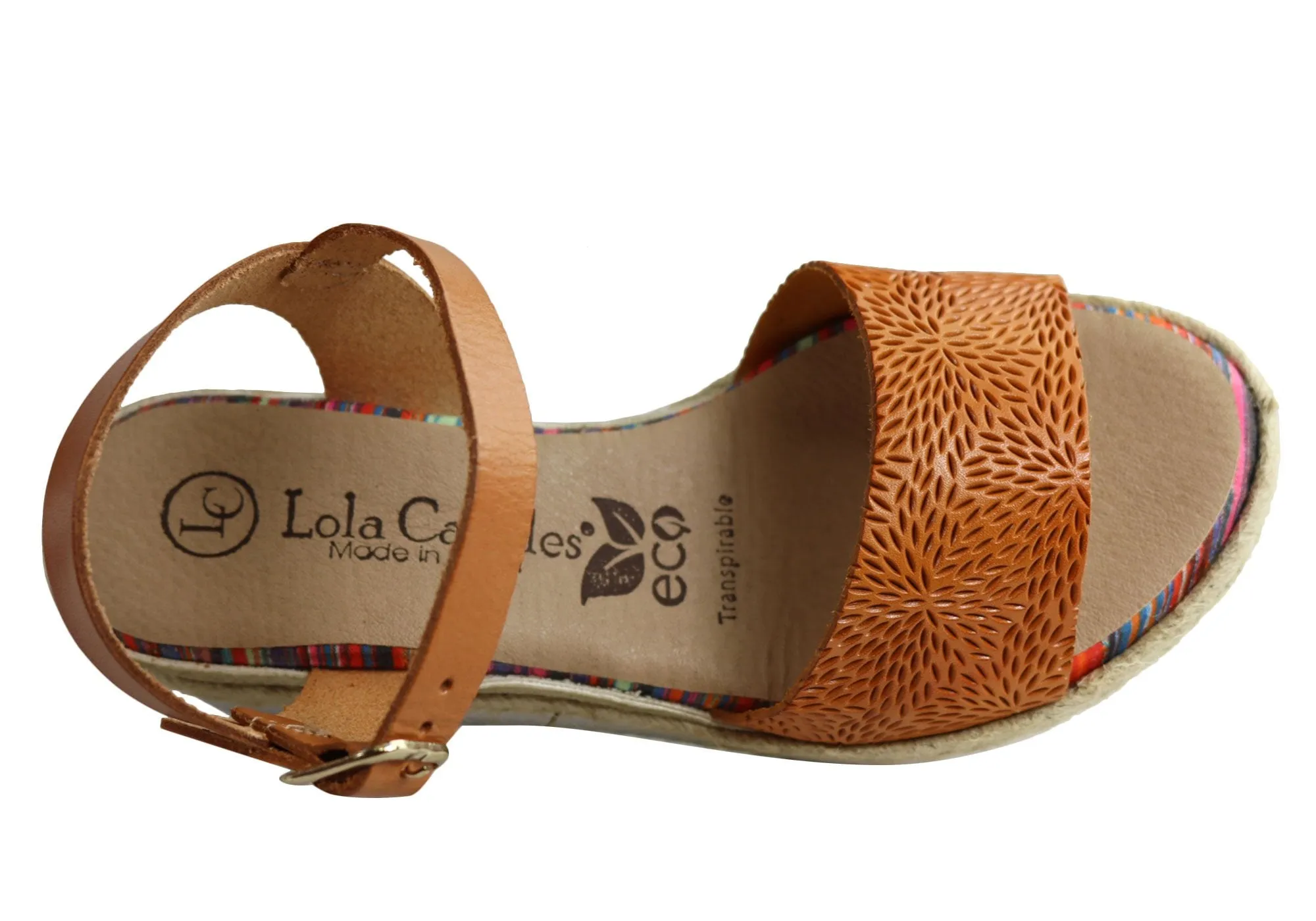 Lola Canales Regina Womens Comfort Leather Wedge Sandals Made In Spain
