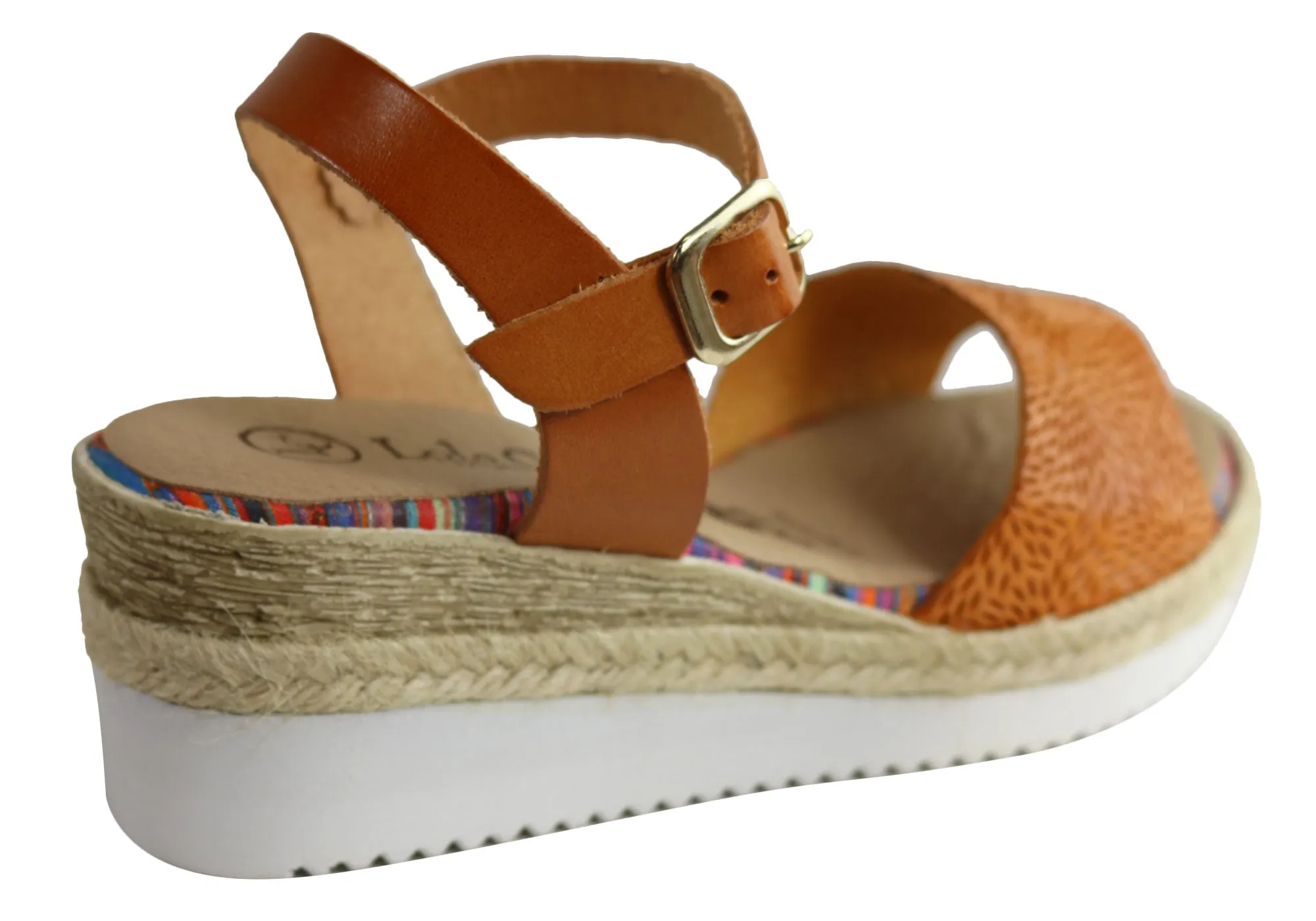 Lola Canales Regina Womens Comfort Leather Wedge Sandals Made In Spain