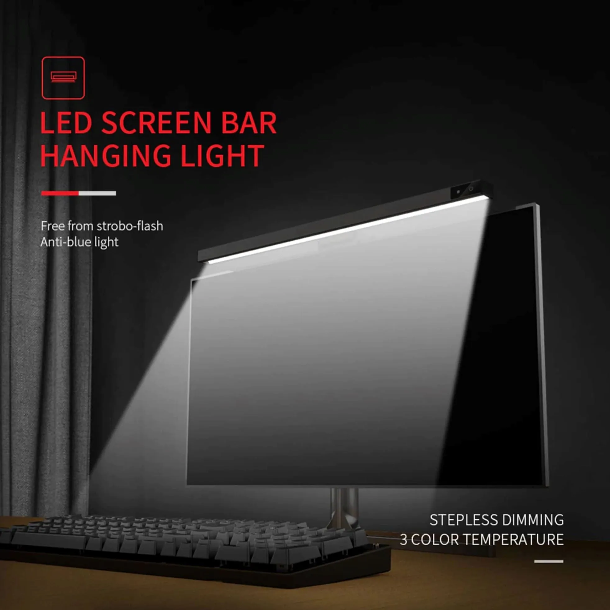 LYMAX USB Screen Hanging Light D006 Computer Monitor Light with 3 Light Modes