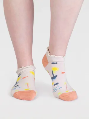 Maron Bamboo Sailing Socks in Stone White by Thought