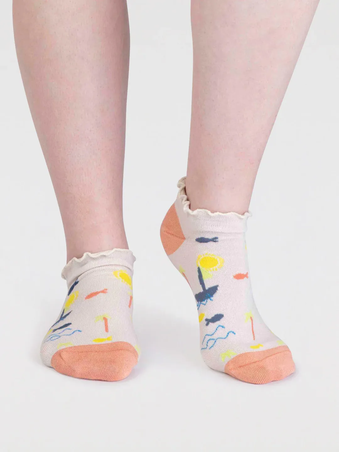 Maron Bamboo Sailing Socks in Stone White by Thought