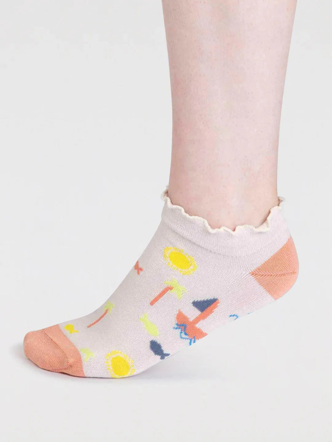Maron Bamboo Sailing Socks in Stone White by Thought