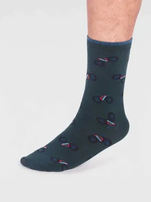 Marquis Bamboo Bike Socks in Forest Green by Thought, Size 7-11