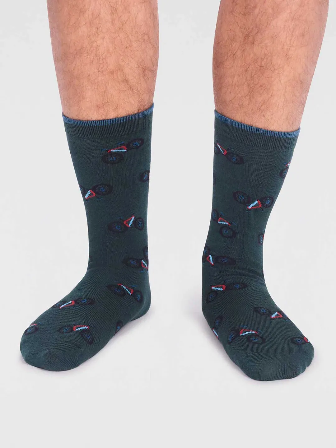 Marquis Bamboo Bike Socks in Forest Green by Thought, Size 7-11