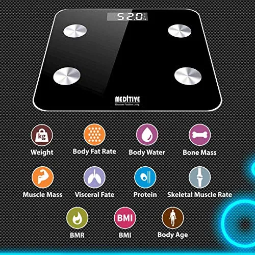 MEDITIVE Bluetooth Digital BMI Weight Scale with Body Fat Analyzer and Fitness Body Composition Monitor, with Mobile App