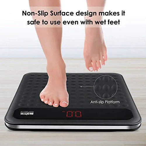 MEDITIVE Digital Human Weight Scale, Anti-Slip Fiber Body Weighing Machine 180 Kg (Black)