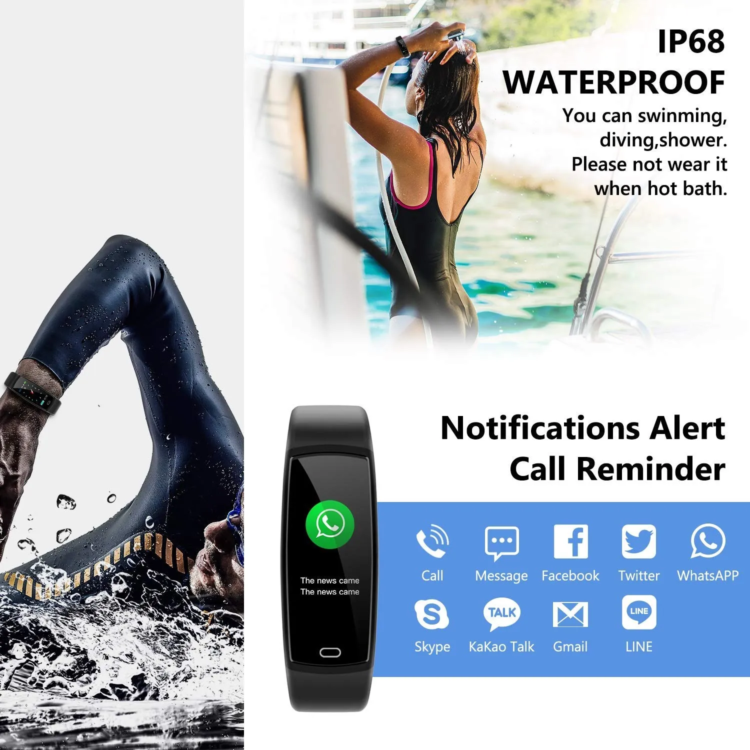 Mgaolo Fitness Tracker,Activity Health Tracker Waterproof Smart Watch Wristband with Blood Pressure Heart Rate Sleep Monitor Pedometer Step Calorie Counter for Android and iPhone