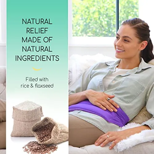 My Heating Pad for Cramps and Lower Back with Full Body Strap | Perfect Microwave for Sore Muscles, Stress Relief, and Relaxation | American Made Hot Packs for Pain (Purple)