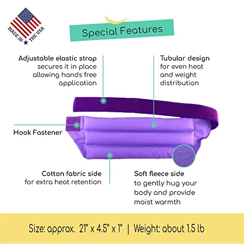 My Heating Pad for Cramps and Lower Back with Full Body Strap | Perfect Microwave for Sore Muscles, Stress Relief, and Relaxation | American Made Hot Packs for Pain (Purple)