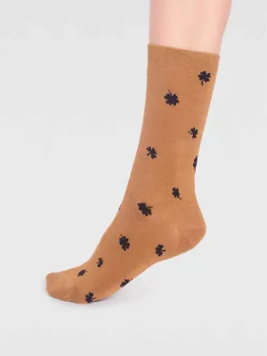 Niamh Bamboo Clover Socks in Straw Yellow by Thought, Size 4-7