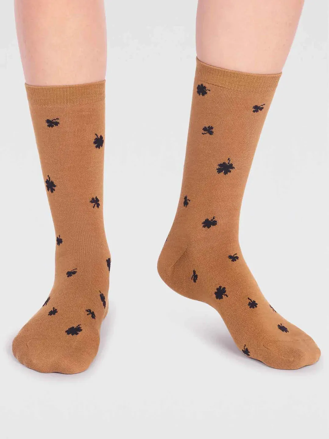 Niamh Bamboo Clover Socks in Straw Yellow by Thought, Size 4-7