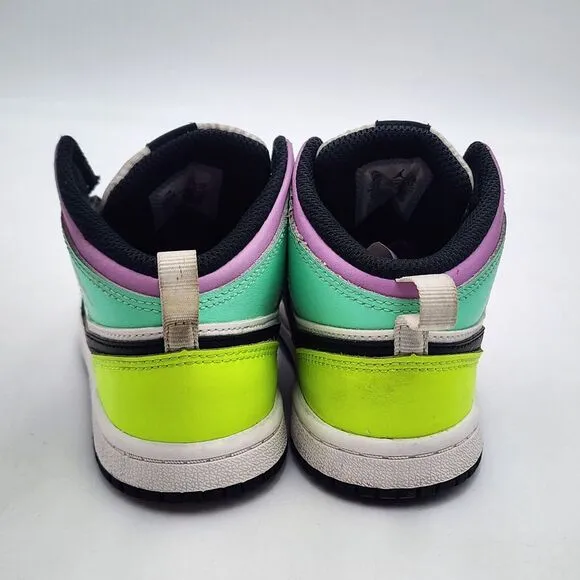 Nike Air Jordan 1 Mid TD Size 10C Pastel Black Volt‎ Green Glow shoes 640735-175