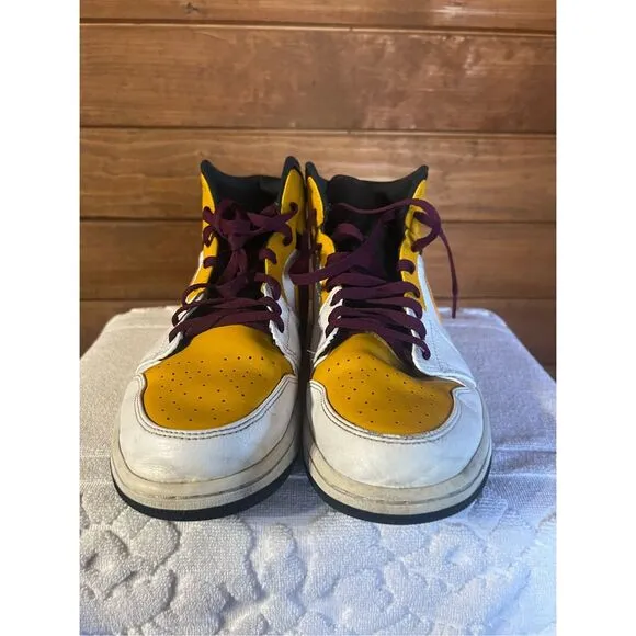 Nike Air Jordan 1 Mid University Gold White Black Men's Shoes Size 13 554724 170