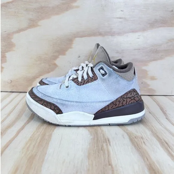 Nike-Air Jordan 3 Retro P-Sneakers-White/Brown-Kids Little Unisex-13C-DM0966-102