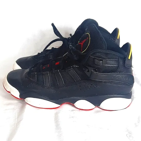 Nike Air Jordan 6 Rings His Airness GS Youth Shoes Size 6Y Black Red 323419-063