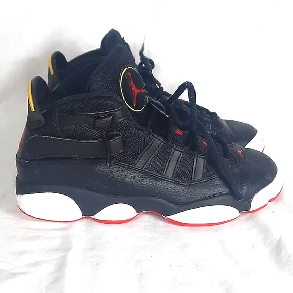 Nike Air Jordan 6 Rings His Airness GS Youth Shoes Size 6Y Black Red 323419-063