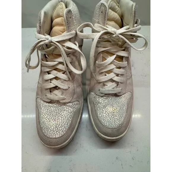 Nike Women Size 9 Shoe Dunk Sky High Top Iridescent Sneaker Hidden Heel Platform