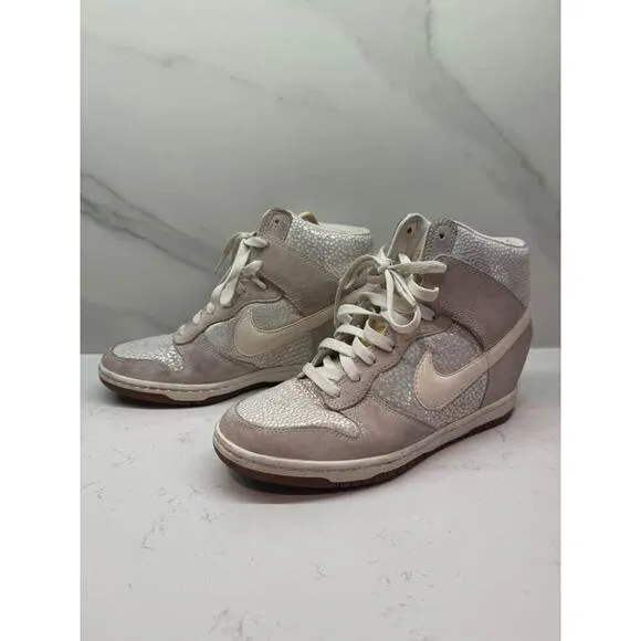 Nike Women Size 9 Shoe Dunk Sky High Top Iridescent Sneaker Hidden Heel Platform