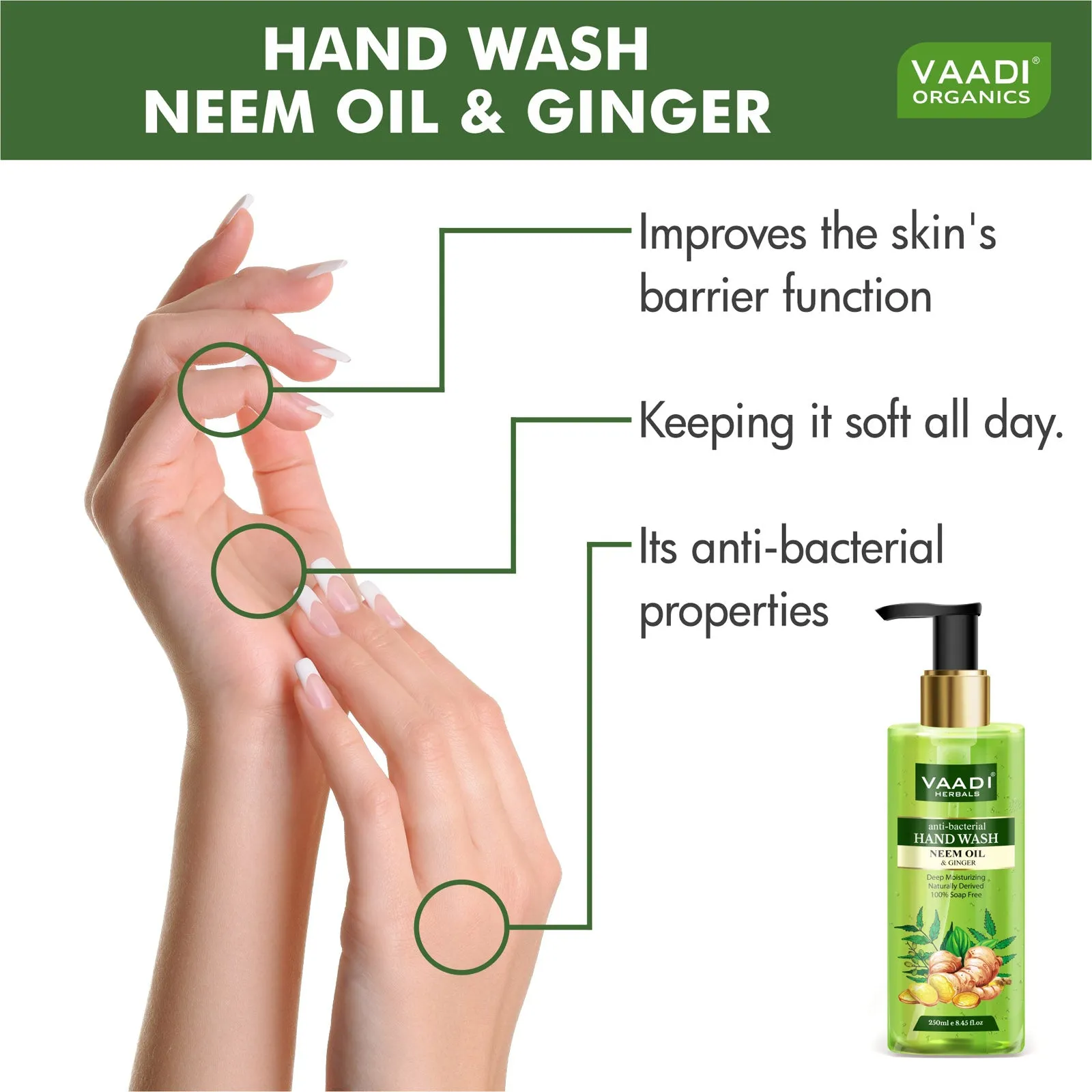 Pack of 2 Anti-Bacterial Neem Oil & Ginger Hand Wash (250 ml x 2)
