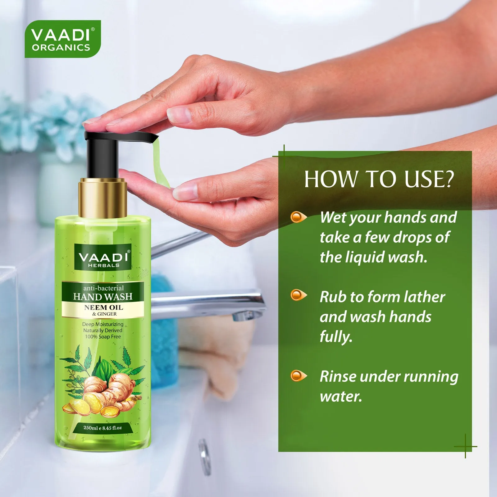 Pack of 2 Anti-Bacterial Neem Oil & Ginger Hand Wash (250 ml x 2)