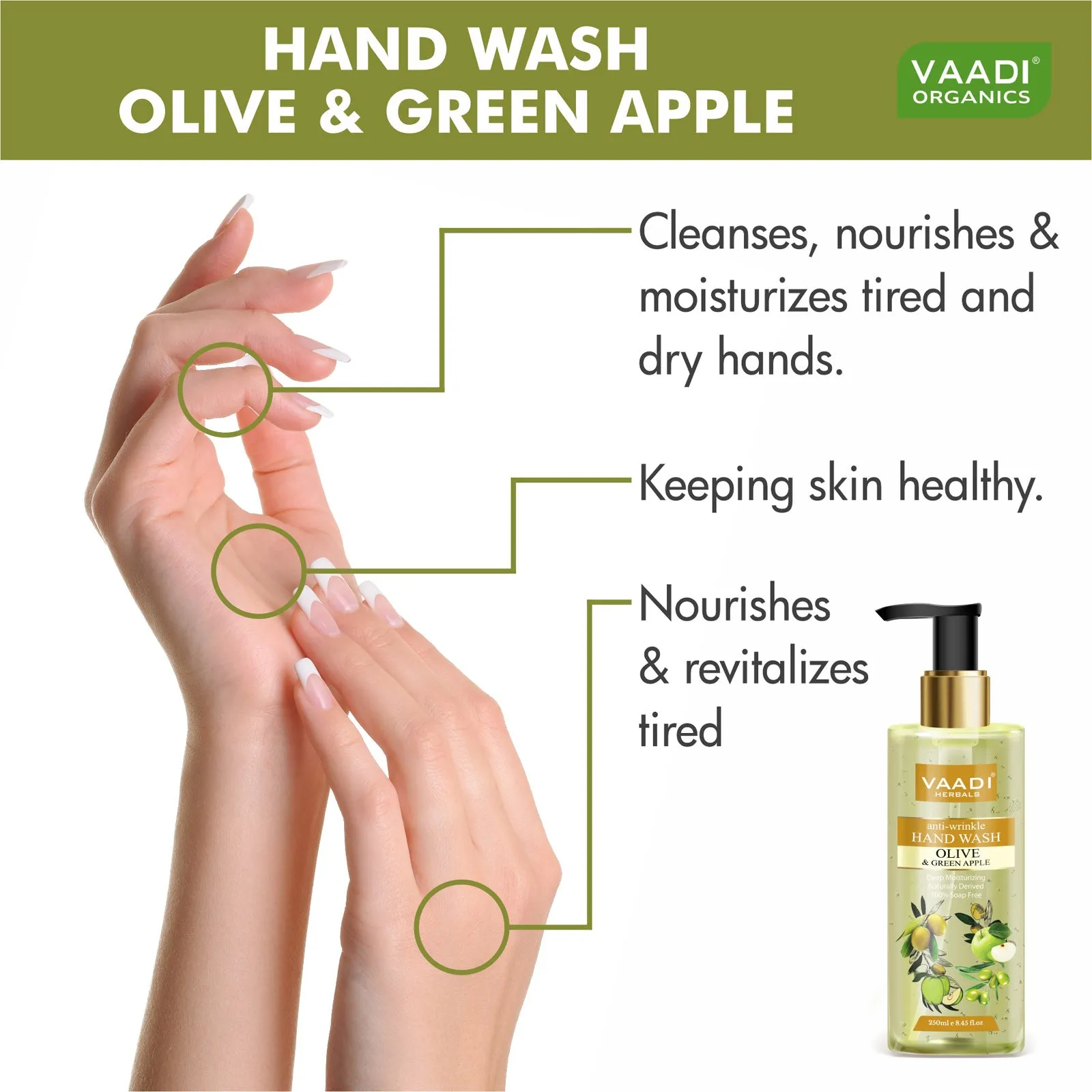 Pack of 2 Anti-Wrinkle Olive and Green Apple Hand Wash (250 ml x 2)