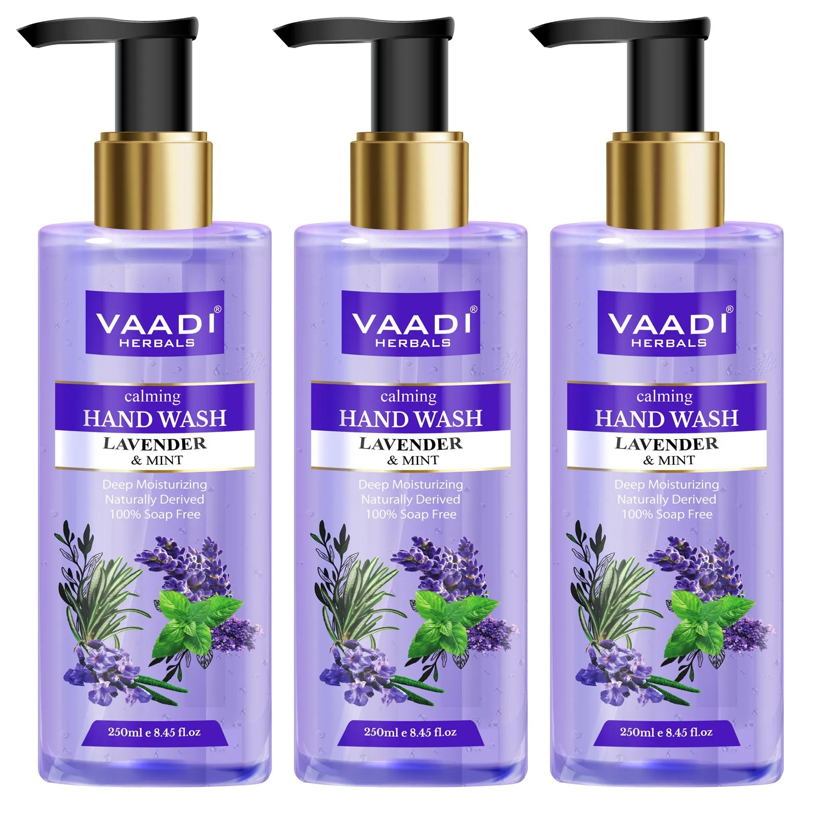 Pack of 3 Calming Lavender & Mint Hand Wash - Deep Moisutirizing (250 ml x 3)