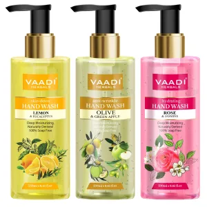 Pack of 3 Luxurious Handwash - Lemon & Eucalyptus, Olive & Green Apple, Rose & Jasmine (250 ml x 3)
