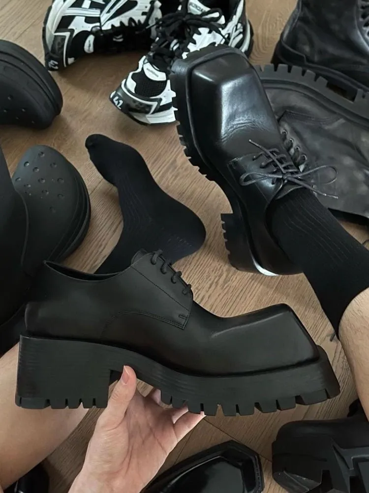 Platform Square Leather Shoes TNS0008