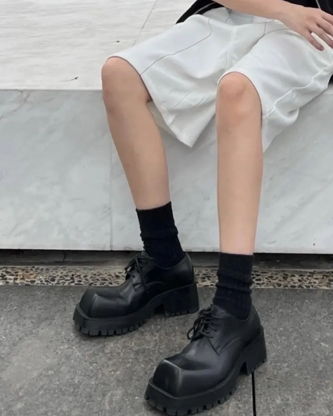 Platform Square Leather Shoes TNS0008