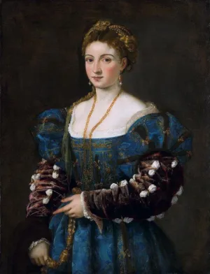 Portrait of a Woman (La Bella) c. 1536.  Artist: Tiziano Vecelli （Titian)