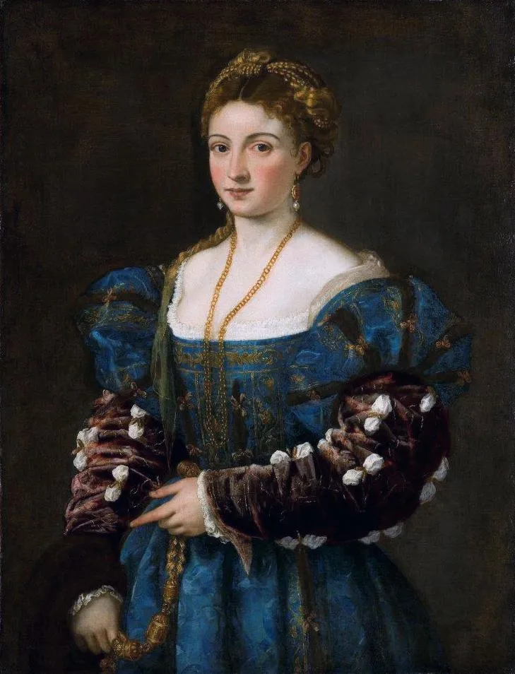 Portrait of a Woman (La Bella) c. 1536.  Artist: Tiziano Vecelli （Titian)
