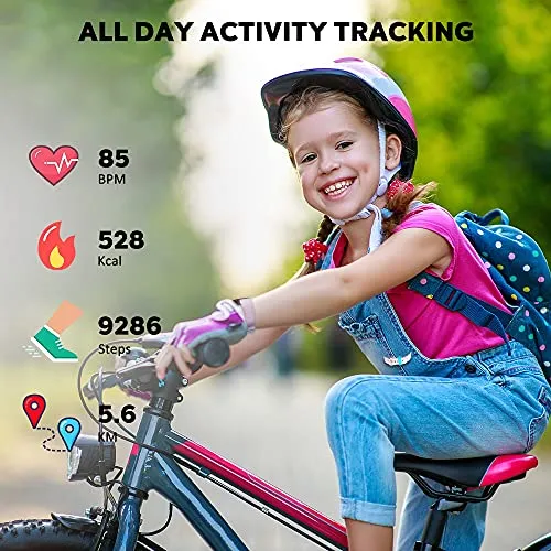 Poryoo Fitness Tracker Watch for Kids Girls Boys Teens, Waterproof Activity Tracker with Pedometer, Calories Counter, Heart Rate, Sleep Monitor, Alarm Clock, Great Kids Gift