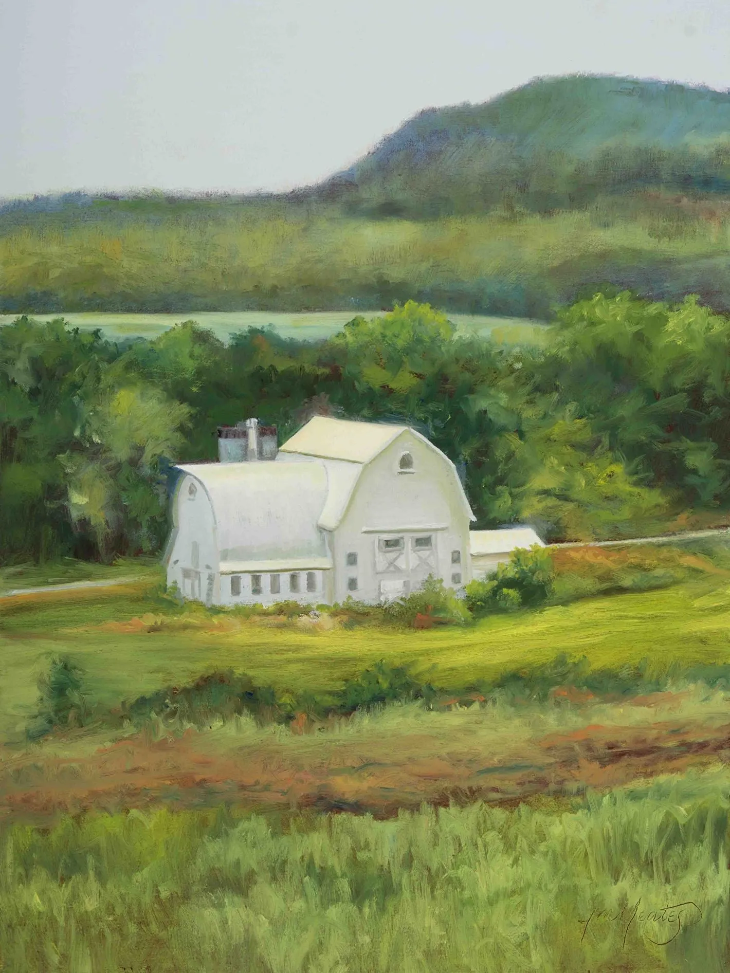 "Regal White Barn" Notecard