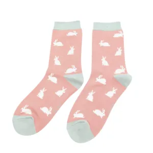 Rabbits Bamboo Socks in Dusky Pink by Miss Sparrow, Size UK 4-7