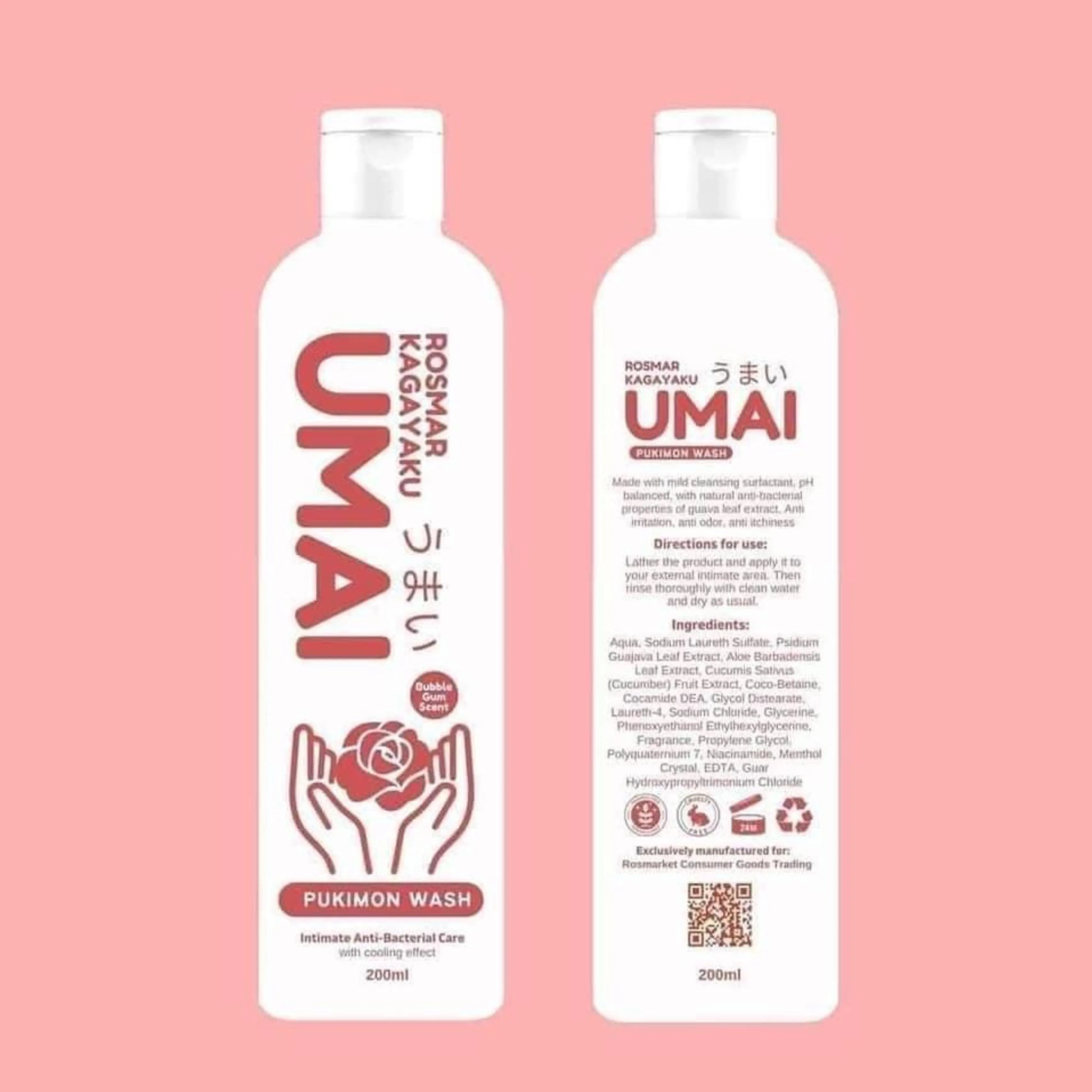 ROSMAR Kagayaku Umai Pukimon Wash Intimate Anti-Bacterial Care with Cooling Effect 200ml