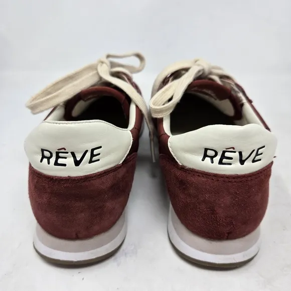 SAM EDELMAN Tori Trainer Burgundy and Cream Sneakers Size 7.5