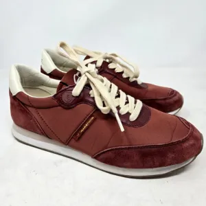 SAM EDELMAN Tori Trainer Burgundy and Cream Sneakers Size 7.5