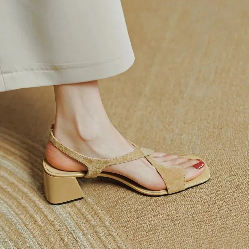 Sandals Women Summer Shoes Woman 2023 Flip Flops Chunky Blue Heels Medium Heel Dress Slides Roman Elegant Sexy Fashion Footwear