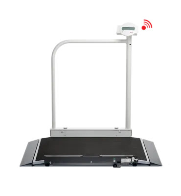seca 677r - Class III high capacity digital wheelchair scale with folding handrail, BMI. RS232 interface - ideal for Renal Units
