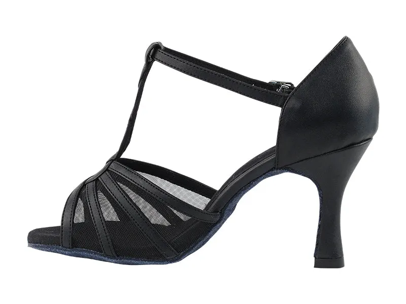 SERA1692 Black Leather & Black Mesh