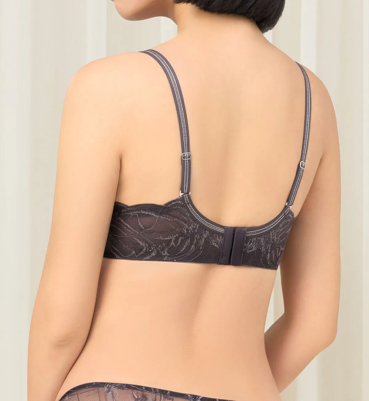 Shimmer Lace Wired Push Up Deep V Bra